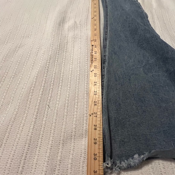 #3147. Rock & Roll Bargain Button Bell Bottom Light Wash Jeans w/Raw Hem. 27x34 - Picture 4 of 10